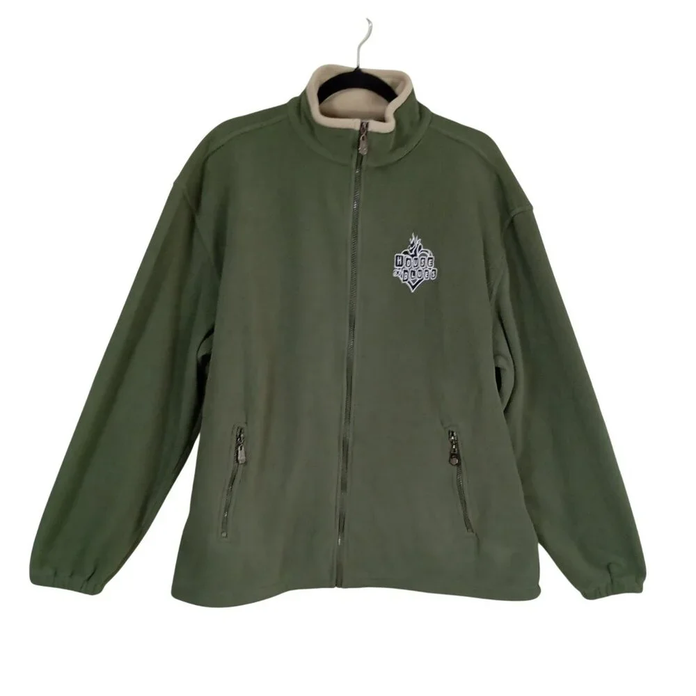 House Of Blues Fleece Jacket Full Zip Large With Beige Collar Embroidered Logo - Picture 1 of 12